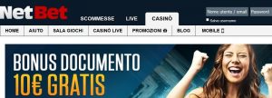 Bonus di benvenuto NetBet Casino 1000€