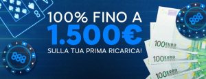 Bonus senza deposito: 8€ gratis su 888poker!